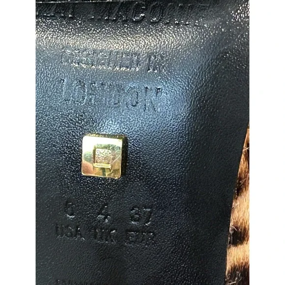 KAT MACONIE Lydia Leopard Pointed Toe Pumps Size 6 Gold Chain Heels Black Brown - Picture 7 of 9